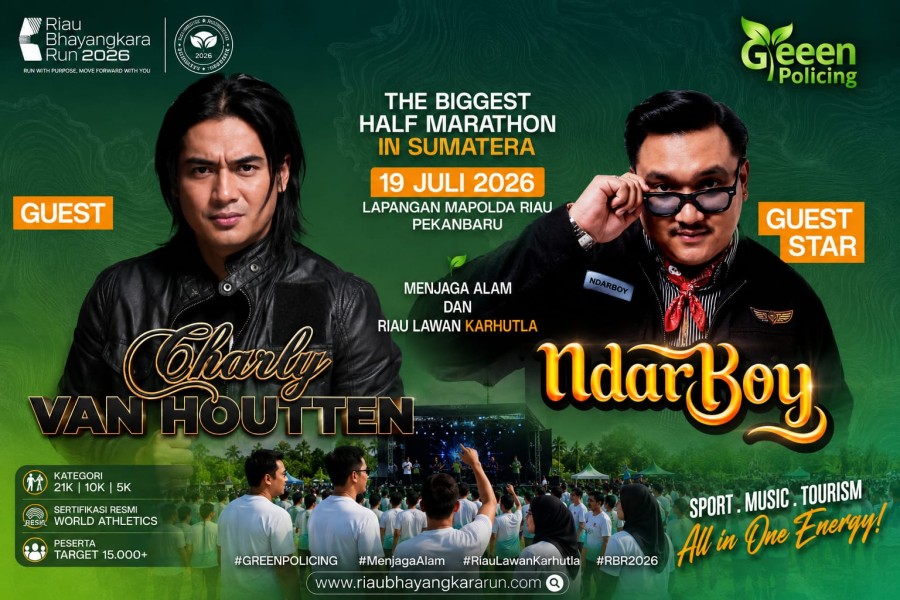 Riau Bhayangkara Run 2026 Makin Semarak, Charly Van Houten dan Ndarboy Genk Siap Hibur Ribuan Peserta