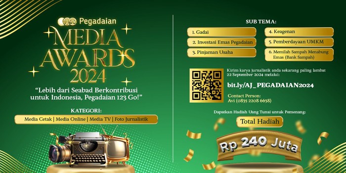 Pegadaian Gelar Media Awards 2024,  Berhadiah Total Rp 240 Juta