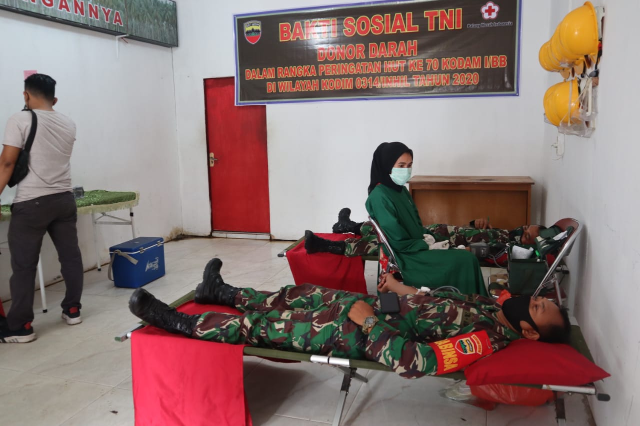 HUT Kodam I/BB, Kodim 0314/Inhil Lakukan Donor Darah
