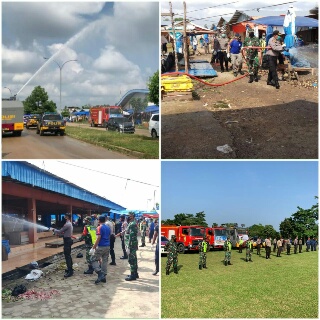 Cegah Penularan Wabah Covid-19, Polres Kuansing Laksanakan Penyemprotan Disinfektan Serentak