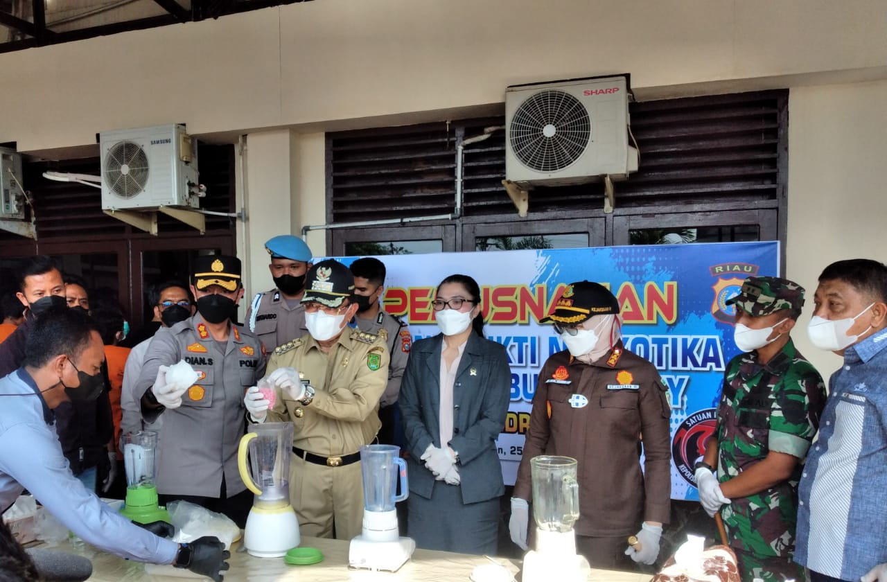 Polres Inhil Musnahkan Shabu dan Ekstasi