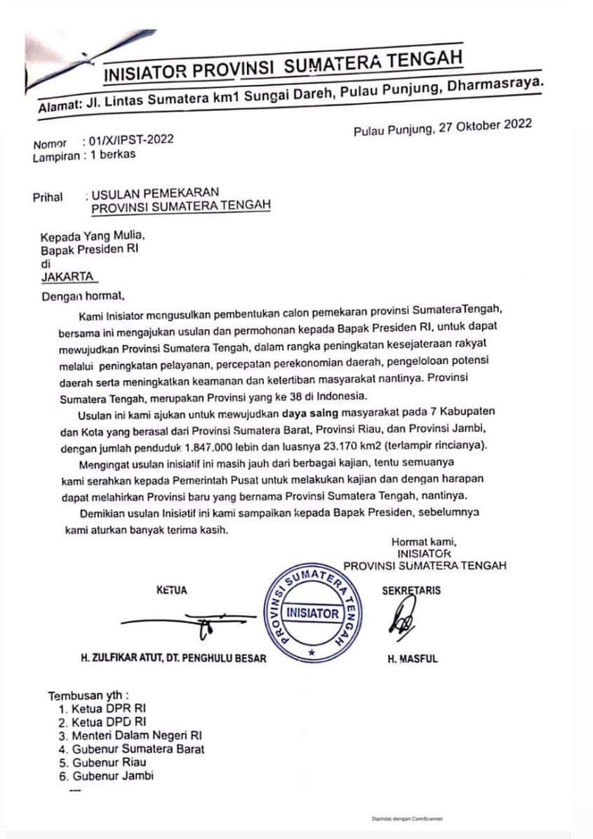 Heboh! Surat Usulan Provinsi Sumatera Tengah Beredar, Kuansing Bakal Lepas dari Riau? 